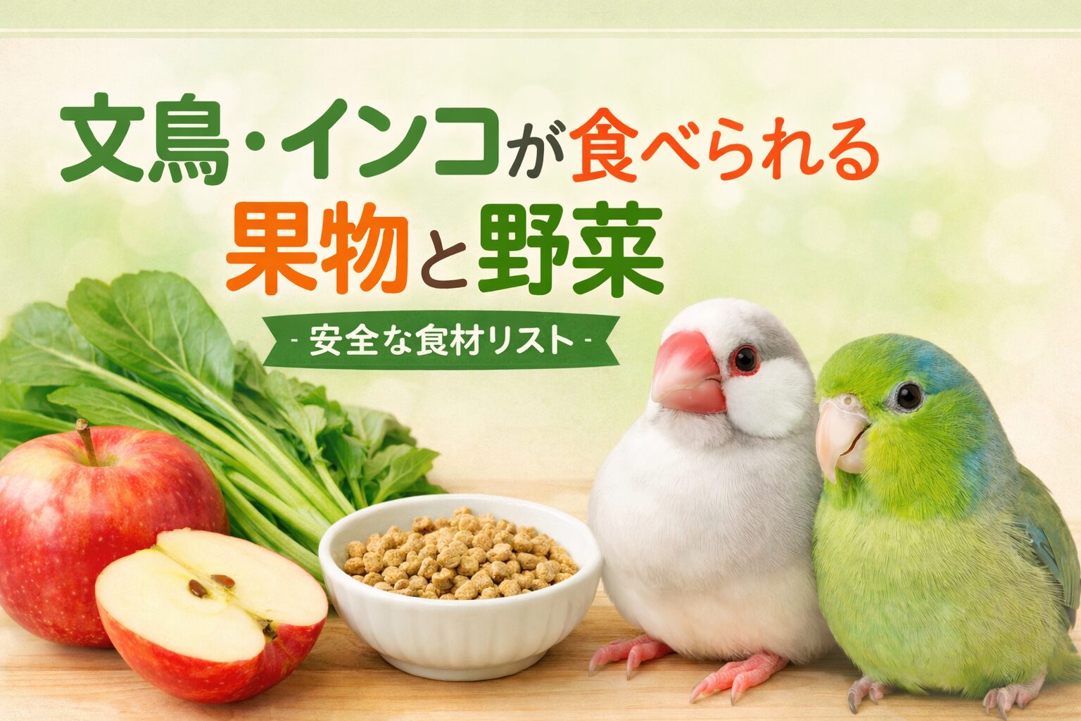 文鳥・インコが食べられる果物と野菜のイラスト