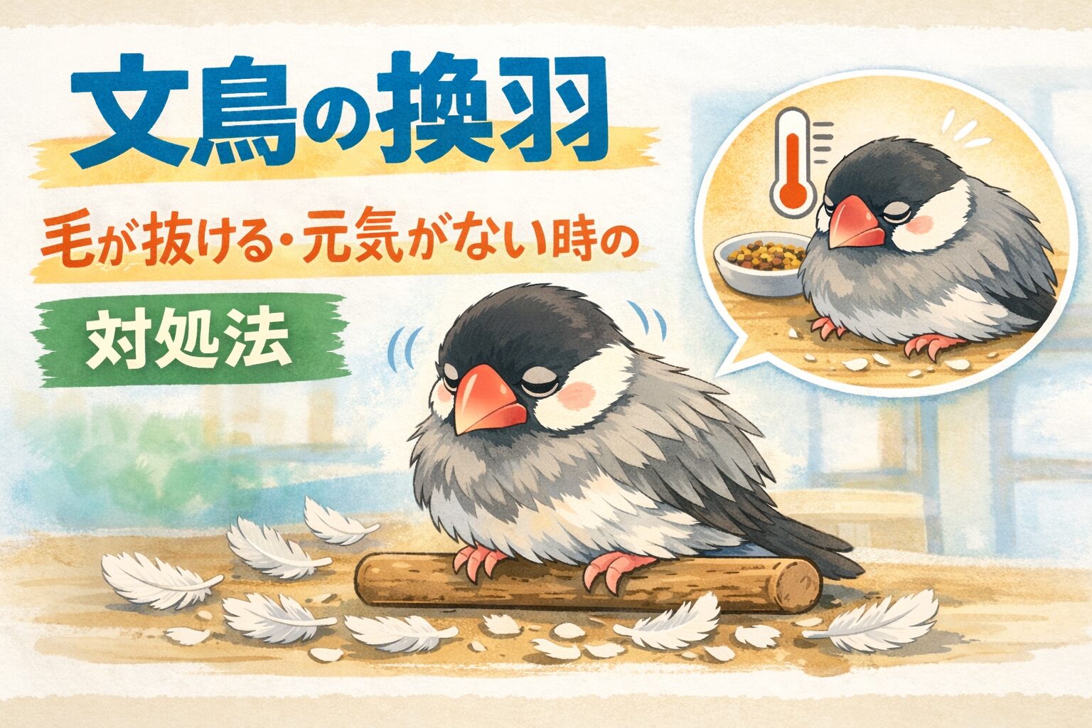 文鳥の換羽のイラスト